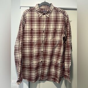 Patagonia Men's Burgundy and Cream Plaid Button-Down Shirt